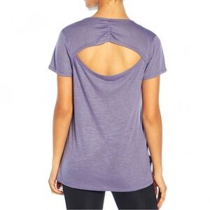 Marika Sally Short Sleeve Heron Lavender Purple Active Open Back Tee Tops